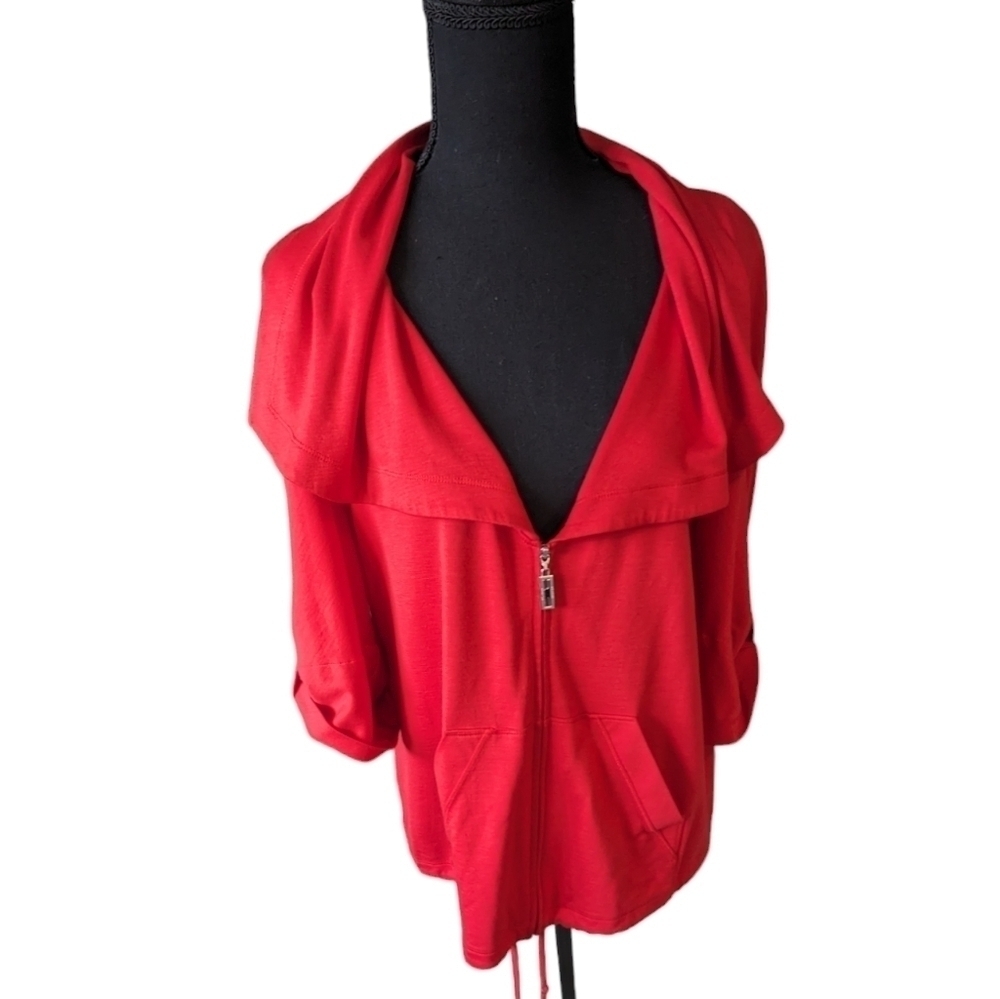 St John Spa zip comfort Yoga lightweight jacket Cardigan in red size small
